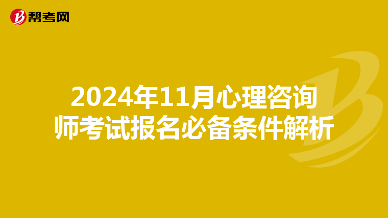 2024年11月心理咨询师考试报名必备条件解析