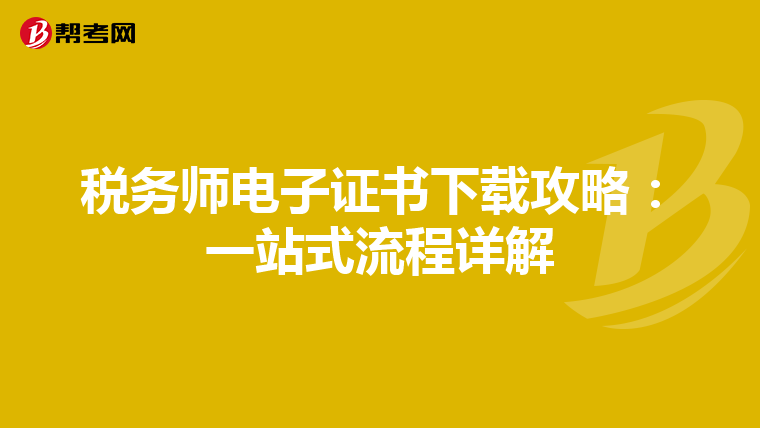 税务师电子证书下载攻略：一站式流程详解