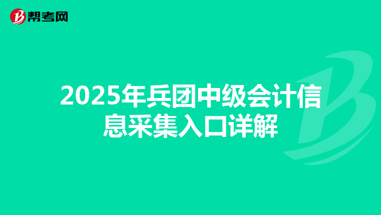 2025年兵团中级会计信息采集入口详解