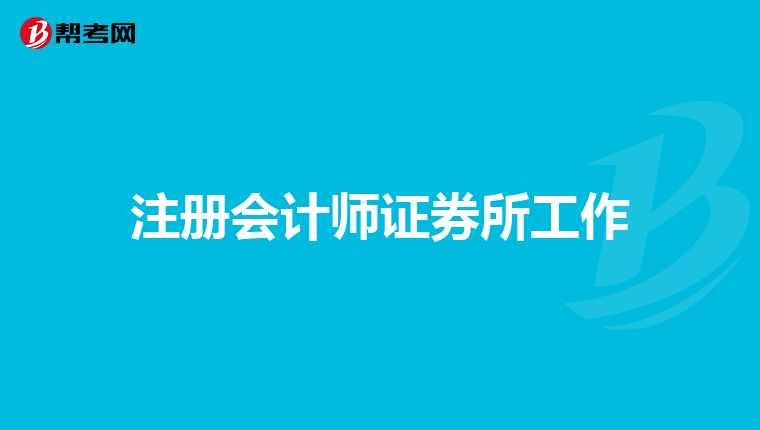 注冊會計師證券所工作