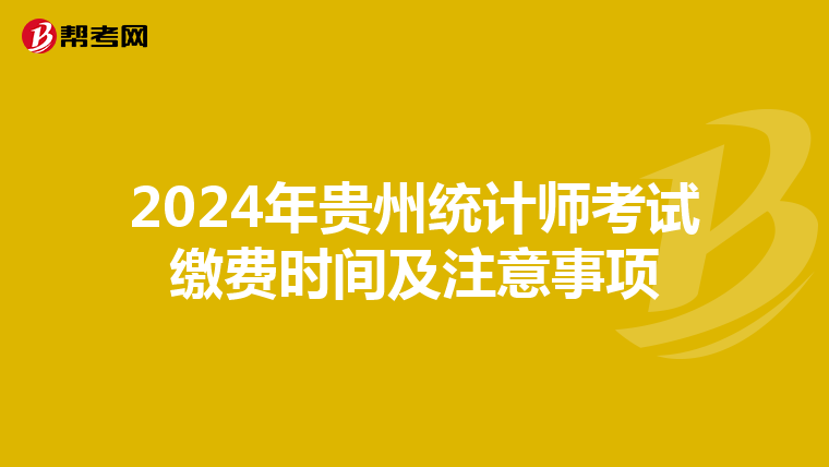 2024年贵州统计师考试缴费时间及注意事项