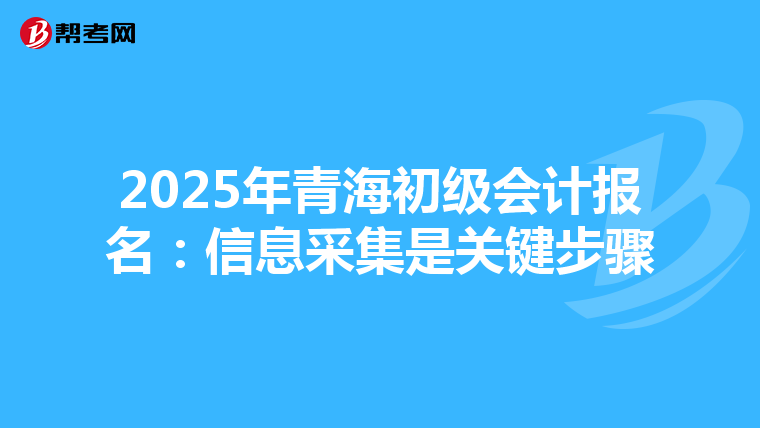 2025年青海初級會計報名:信息采集是關(guān)鍵步驟