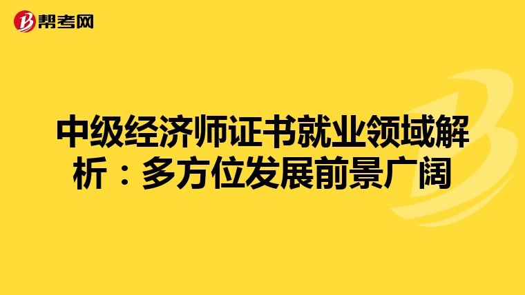 中级经济师证书就业领域解析：多方位发展前景广阔