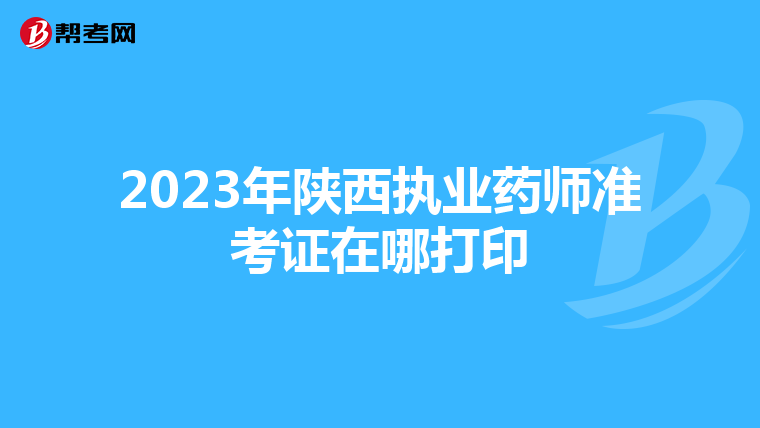 2023年陕西执业药师准考证在哪打印