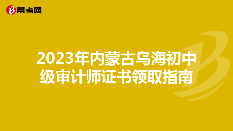2023年内蒙古乌海初中级审计师证书领取指南