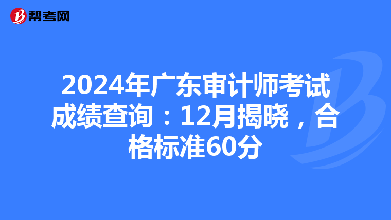 2024年广东审计师考试成绩查询：12月揭晓，合格标准60分