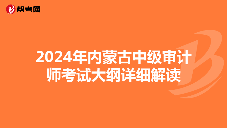 2024年内蒙古中级审计师考试大纲详细解读