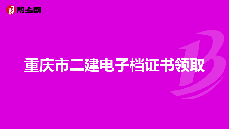 重庆市二建电子档证书领取