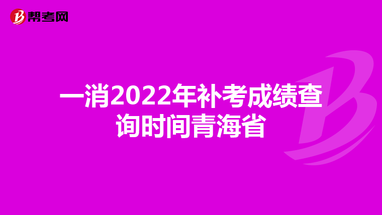 一消2022年补考成绩查询时间青海省
