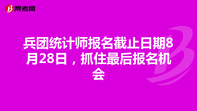 兵团统计师报名截止日期8月28日，抓住最后报名机会