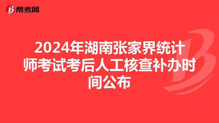 2024年湖南張家界統計師考試考后人工核查補辦時間公布