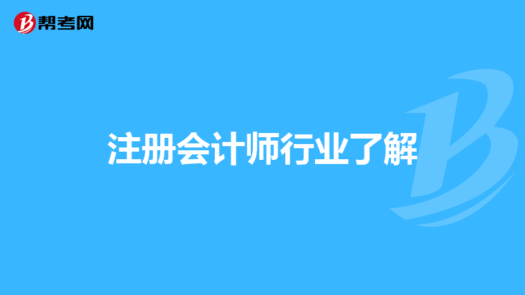注冊(cè)會(huì)計(jì)師行業(yè)了解