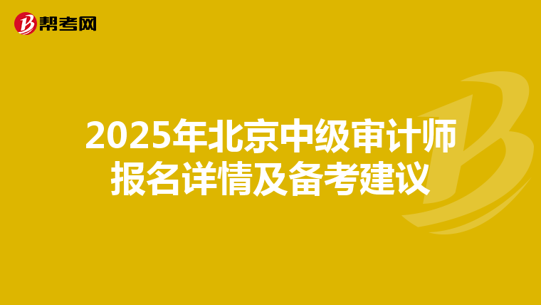 2025年北京中级审计师报名详情及备考建议