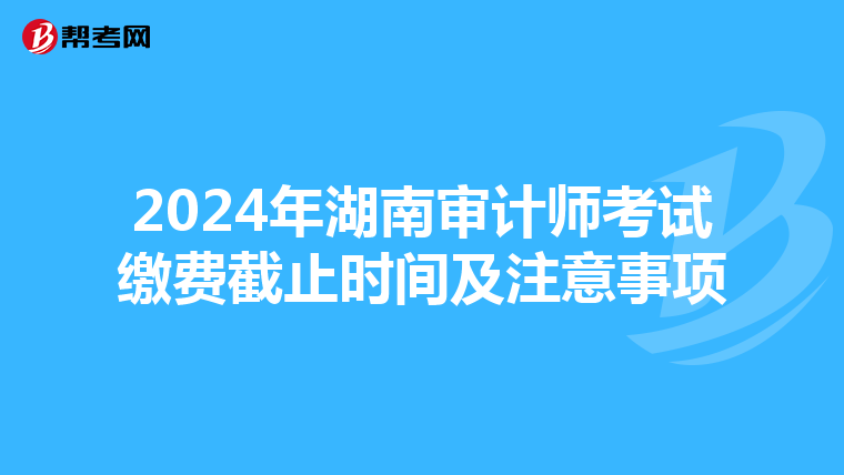 2024年湖南审计师考试缴费截止时间及注意事项