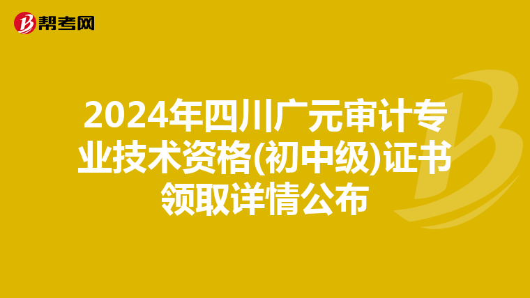 2024年四川广元审计专业技术资格(初中级)证书领取详情公布