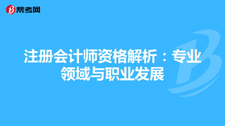 注冊(cè)會(huì)計(jì)師資格解析:專(zhuān)業(yè)領(lǐng)域與職業(yè)發(fā)展