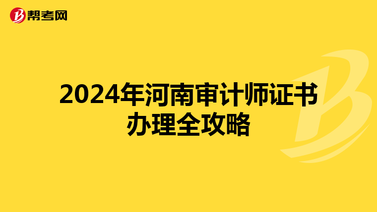 2024年河南审计师证书办理全攻略