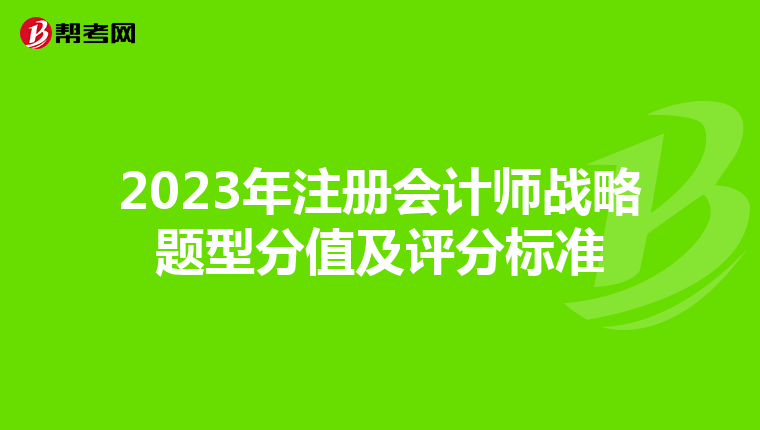 2023年注册会计师战略题型分值及评分标准