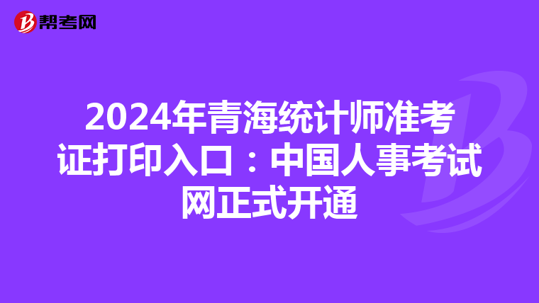 2024年青海統計師準考證打印入口：中國人事考試網正式開通