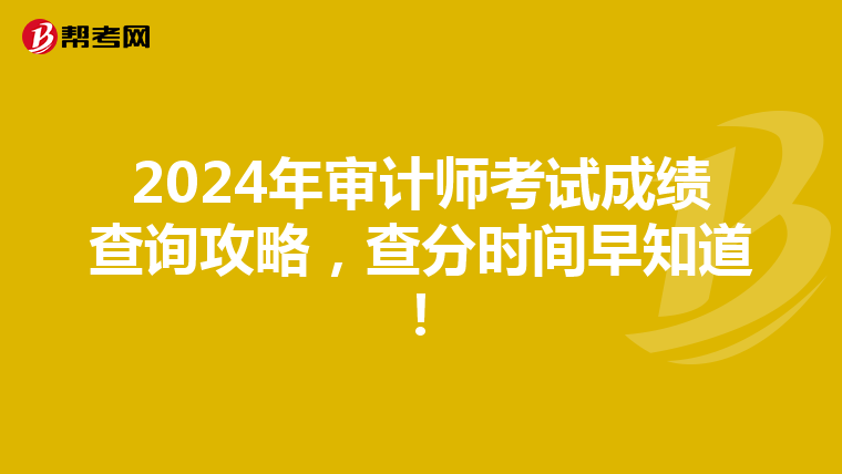 2024年审计师考试成绩查询攻略，查分时间早知道！