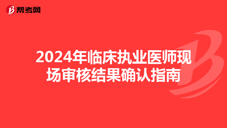 2024年临床执业医师现场审核结果确认指南
