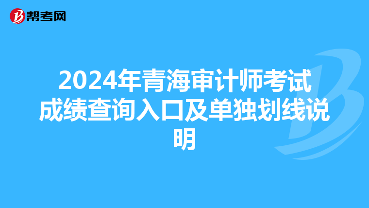 2024年青海審計師考試成績查詢入口及單獨劃線說明