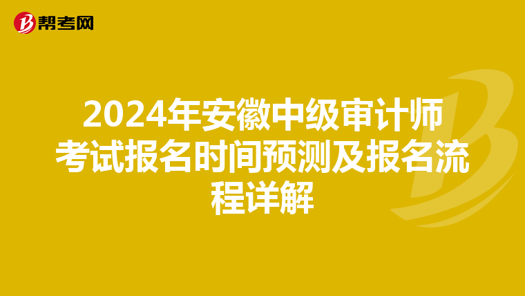 2024年安徽中级审计师考试报名时间预测及报名流程详解