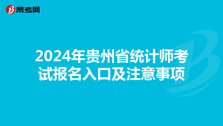 2024年贵州省统计师考试报名入口及注意事项
