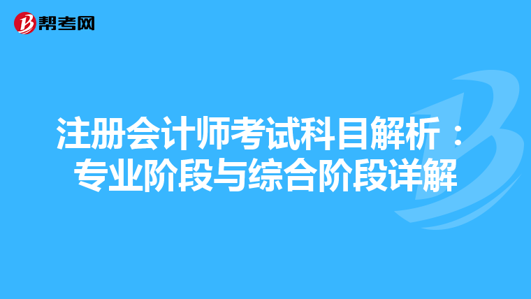 注冊(cè)會(huì)計(jì)師考試科目解析:專(zhuān)業(yè)階段與綜合階段詳解