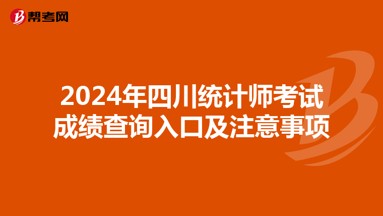2024年四川统计师考试成绩查询入口及注意事项