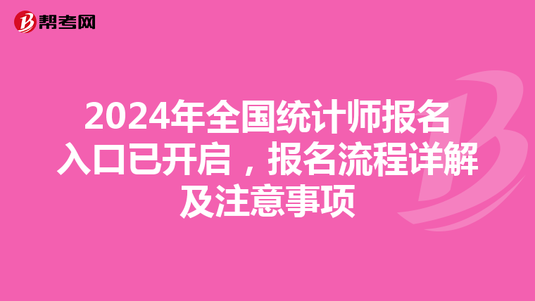 2024年全国统计师报名入口已开启，报名流程详解及注意事项