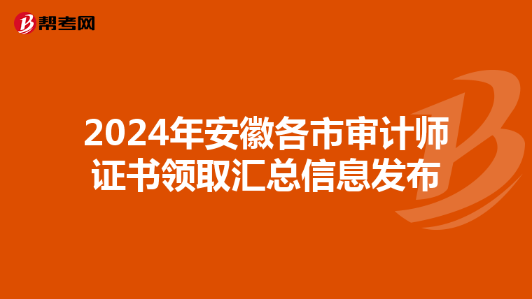 2024年安徽各市审计师证书领取汇总信息发布