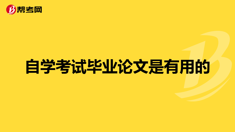 自学考试毕业论文是有用的