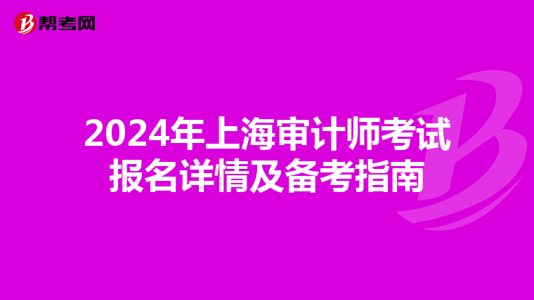 2024年上海审计师考试报名详情及备考指南