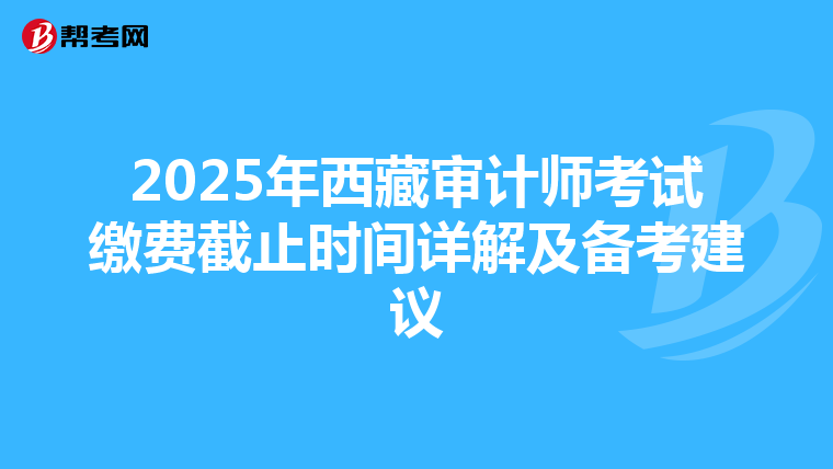 2025年西藏审计师考试缴费截止时间详解及备考建议