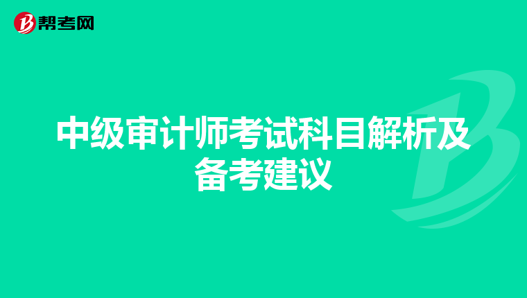 中级审计师考试科目解析及备考建议
