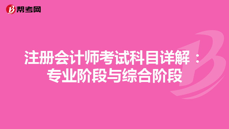 注冊會計(jì)師考試科目詳解:專業(yè)階段與綜合階段