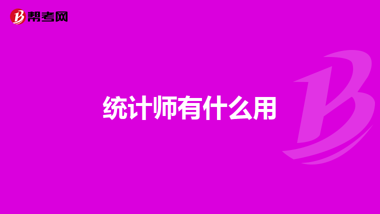 统计师有什么用