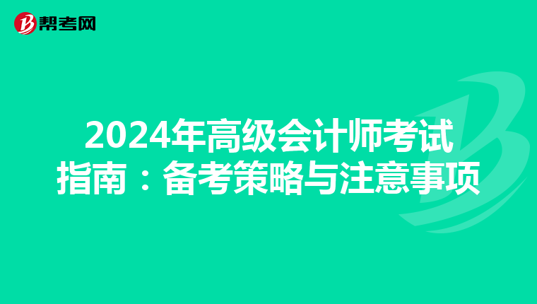2024年高級會計師考試指南：備考策略與注意事項