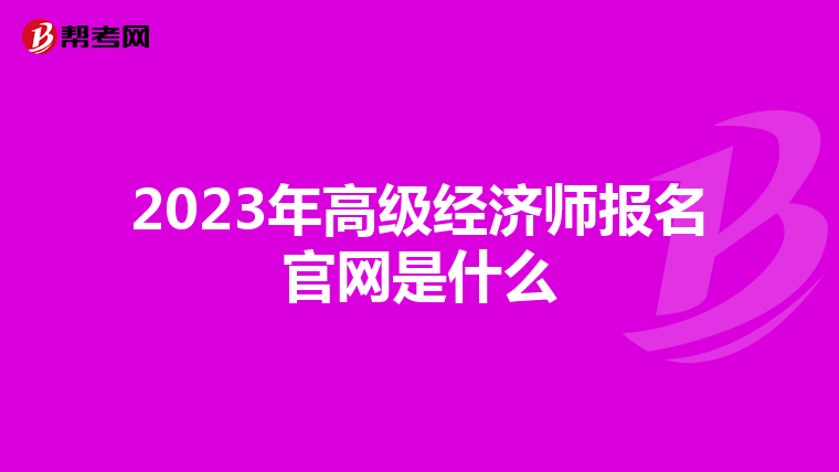 2023年高级经济师报名官网是什么