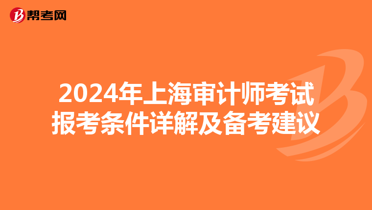2024年上海審計(jì)師考試報(bào)考條件詳解及備考建議