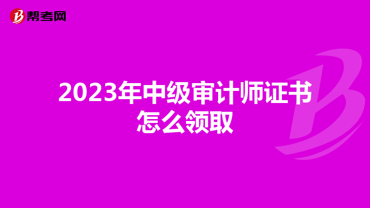 2023年中级审计师证书怎么领取