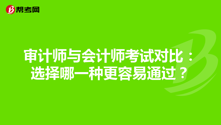 审计师与会计师考试对比：选择哪一种更容易通过？