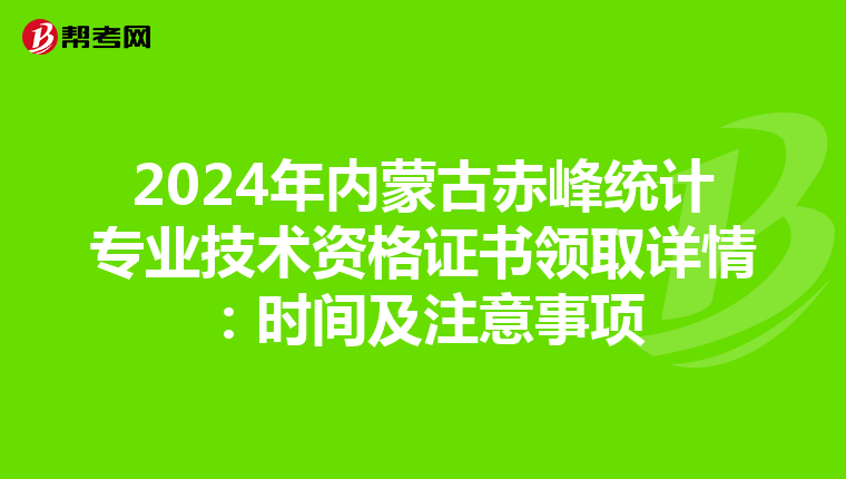 2024年内蒙古赤峰统计专业技术资格证书领取详情：时间及注意事项