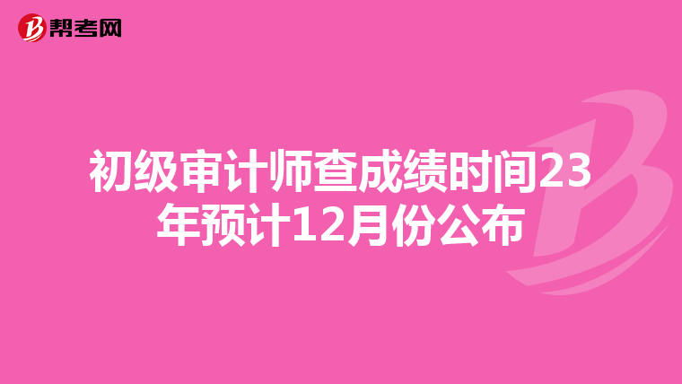 初级审计师查成绩时间23年预计12月份公布