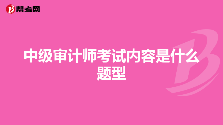 中级审计师考试内容是什么题型