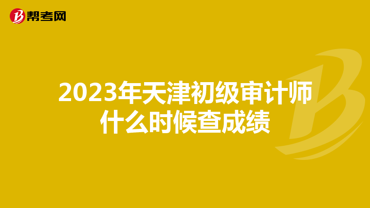 2023年天津初级审计师什么时候查成绩