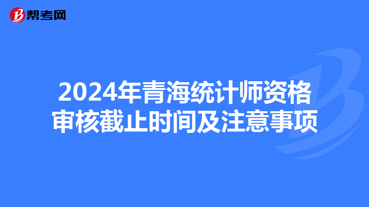 2024年青海统计师资格审核截止时间及注意事项