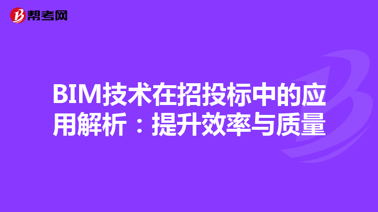 BIM技术在招投标中的应用解析：提升效率与质量