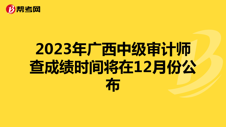2023年广西中级审计师查成绩时间将在12月份公布